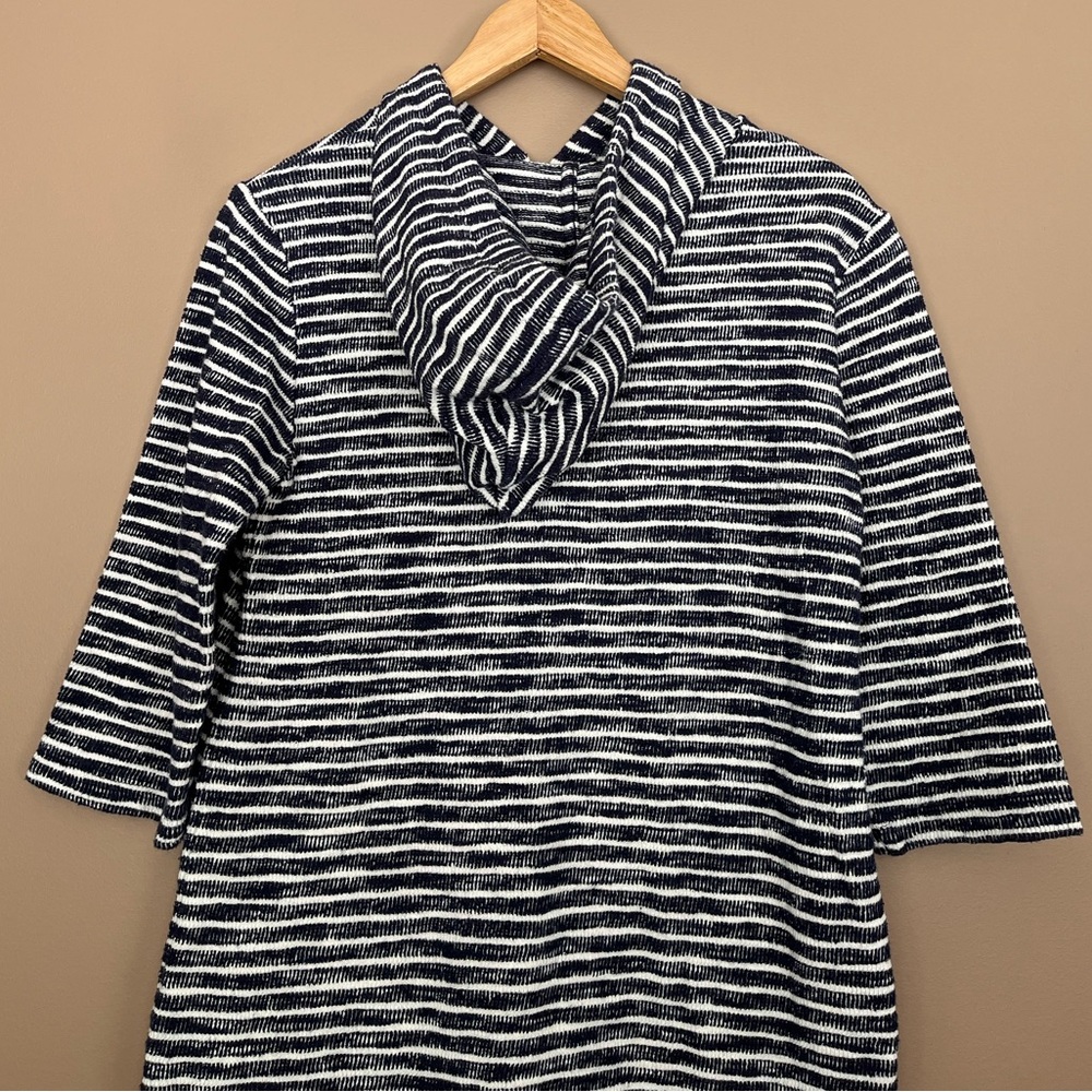 {Lou & Grey} Hooded Swimsuit Cover Up Dress in Blue & White - Womens Small - Picture 5 of 8